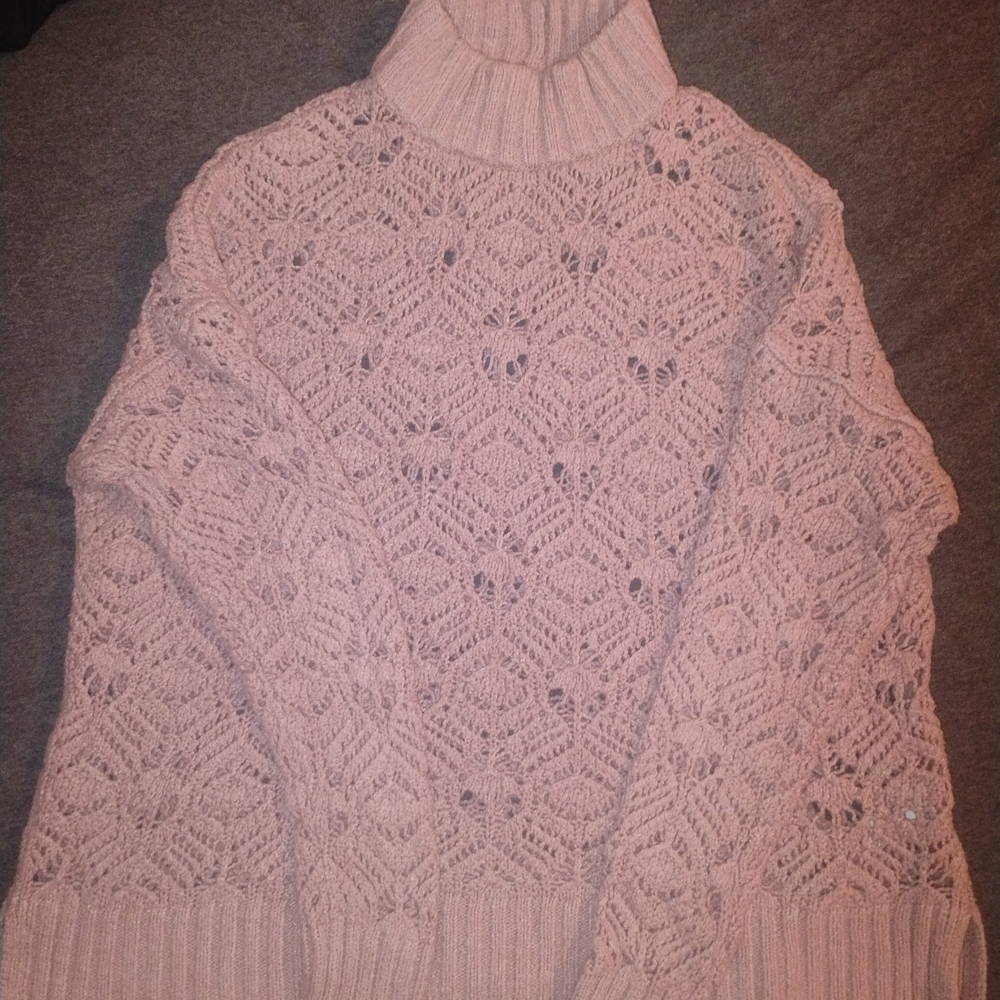 American Eagle Women's Pink Turtleneck Sweater